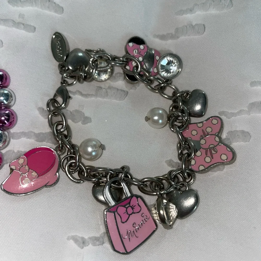 EUC Girls Bracelet Set Minnie Mouse & Sparkly Heart
